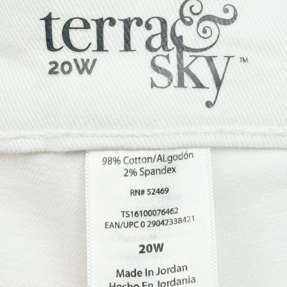 NWT Terra & Sky Women's Straight High Rise Stretch White Denim Jeans Plus Sz 20W - Picture 5 of 9